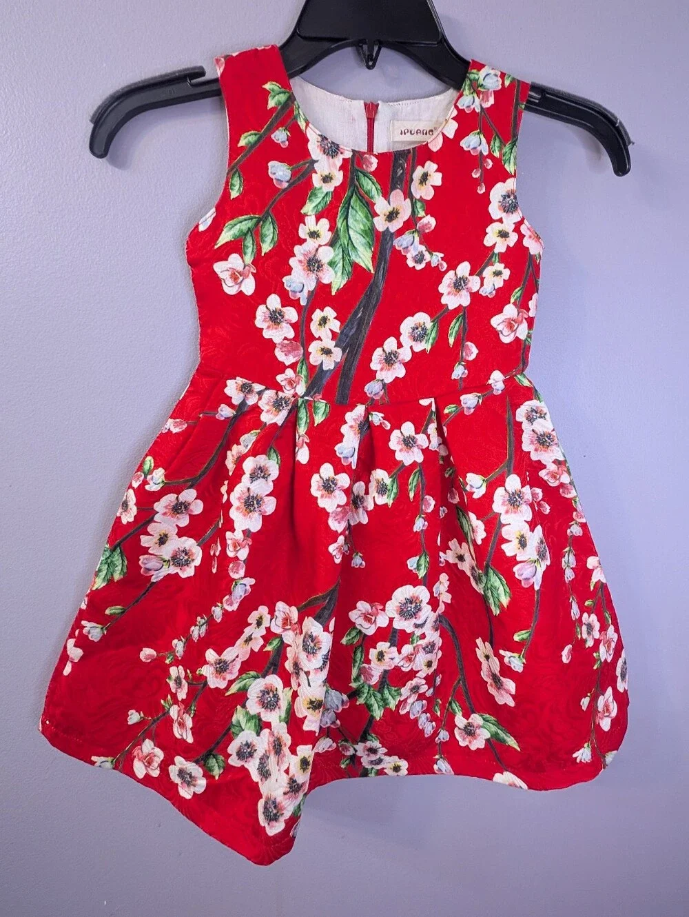 Ipuang Girls vibrant floral print classic A-Line knee length Holiday Dress Sz 4
